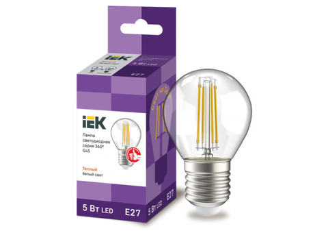 Лампа IEK LED G45 шар 5Вт 230В 3000К E27