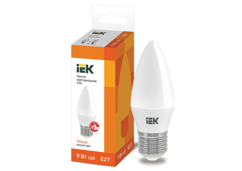 Лампа светодиодная IEK Eco LLE-C35-9-230-30-E27 C35 9W Е27 3000К