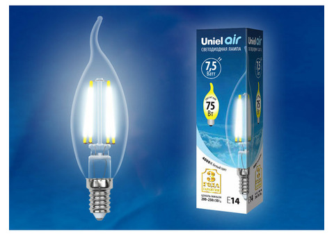 Лампа светодиодная Uniel Air LED-CW35-7,5W/E14 прозрачная 4000K