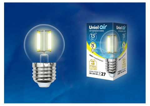 Лампа светодиодная Uniel Air LED-G45-7,5W/E27 прозрачная 3000K