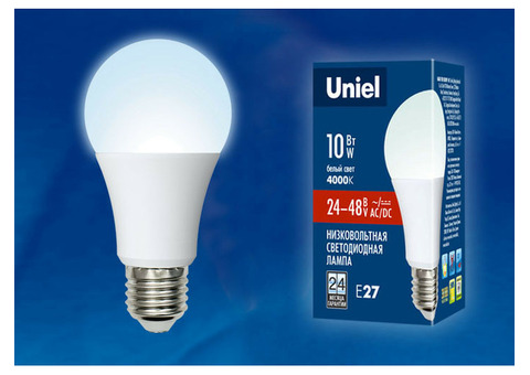 Лампа светодиодная Uniel LED-A60-10W/NW/E27/FR/24-48V PLO55WH матовая 24-48 В 4000K