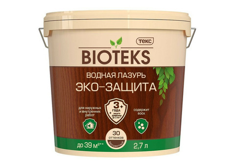 Лазурь водная Текс Bioteks Эко-Защита бесцветная 2,7 л