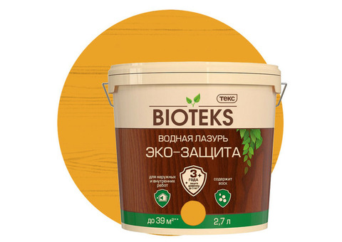 Лазурь водная Текс Bioteks Эко-Защита сосна 2,7 л