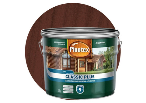 Пропитка для древесины 3 в 1 Pinotex Classic Plus 5479762 красное дерево 9 л