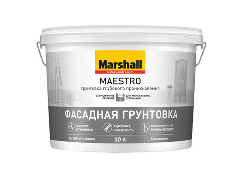 Грунтовка для фасадных работ Marshall Maestro глубокого проникновения 10 л