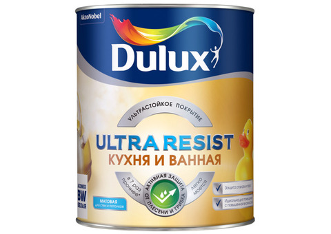 Краска Dulux Ultra Resist для кухни и ванной база BС матовая 0,9 л