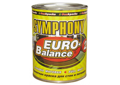 Краска акрилатная Symphony Euro-Balance 2 глубоко матовая 0,9 л металлическое ведро