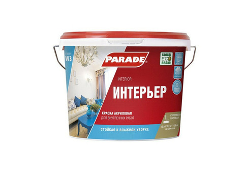 Краска акриловая Parade Classic W3 Интерьер для стен и потолков белая 10 л