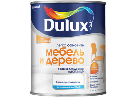 Краска водно-дисперсионная Dulux Легко обновить Мебель и дерево база BC 0,75 л матовая