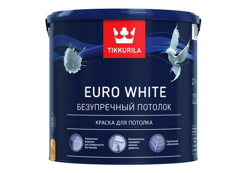 Краска для потолка Tikkurila Euro White 2,7 л