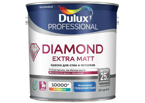 Краска для стен и потолков водно-дисперсионная Dulux Diamond Matt матовая база BW 2,5 л