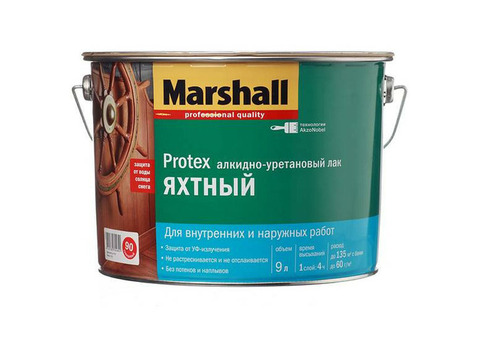 Лак алкидно-уретановый Marshall Protex Яхтный полуматовый 9 л