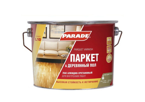 Лак алкидно-уретановый Parade Classic L10 Паркет & Деревянный пол паркетный полуматовый 2,5 л