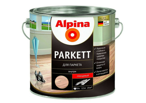 Лак паркетный Alpina Parkett глянцевый 2,5 л