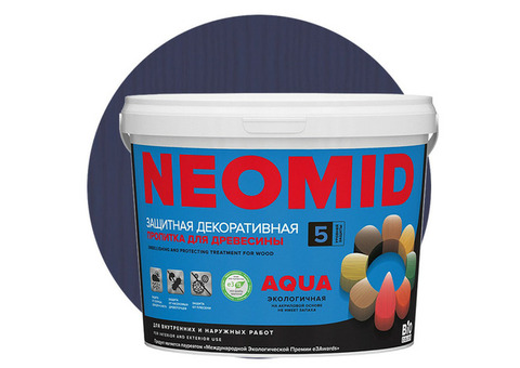 Пропитка для древесины Neomid Bio Color Aqua Голубая ель 2,3 л