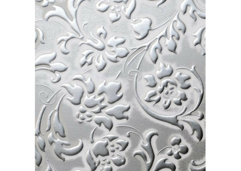 Стеновая панель Sibu Leather Line Floral White Silver 2612х1000 мм самоклеящаяся