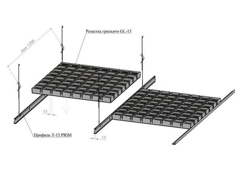 Элемент решетки грильято Албес GL15 100х100 мм h37/b15 0,6 м белый матовый А902 rus