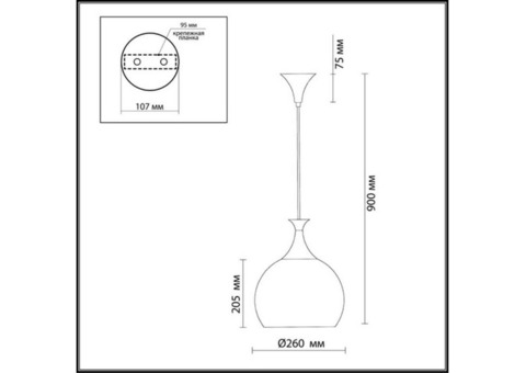 Светильник подвесной Odeon Light Velute 2094/1 E27 60W