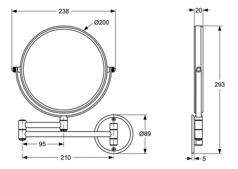 Зеркало косметическое Ideal Standard IOM A9111AA поворотное