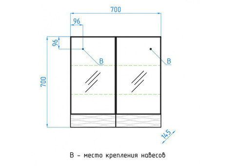 Шкаф зеркальный Style Line Ассоль 70 Люкс техно платина