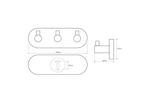 Планка с тремя крючками Bemeta Omega 104405232 хром