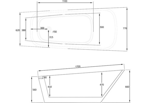 Ванна акриловая Abber AB9218 170х77 см