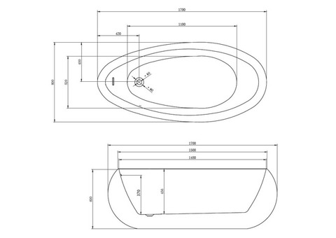 Ванна акриловая Abber AB9243 170х80 см