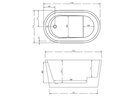 Ванна акриловая Abber AB9277 130х75 см