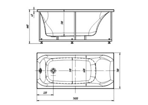 Ванна акриловая Aquatek Альфа 150х70 см