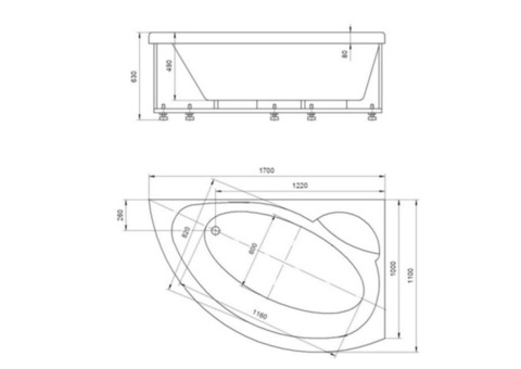 Ванна акриловая Aquatek Аякс 2 170х110 см R