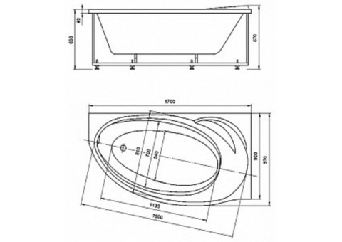 Ванна акриловая Aquatek Бетта 170х97 см R