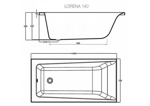 Ванна акриловая Cersanit Lorena 140х70 см