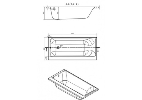 Ванна акриловая Cersanit Smart R 170x80 см