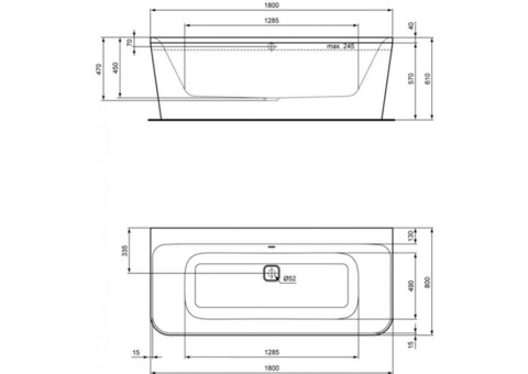 Ванна акриловая Ideal Standard Tonic II E399601 180х80 см