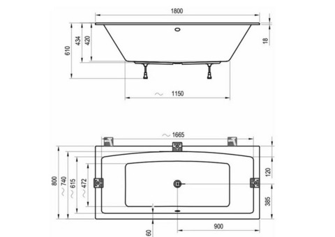 Ванна акриловая Ravak Formy 02 Slim 180x80 см