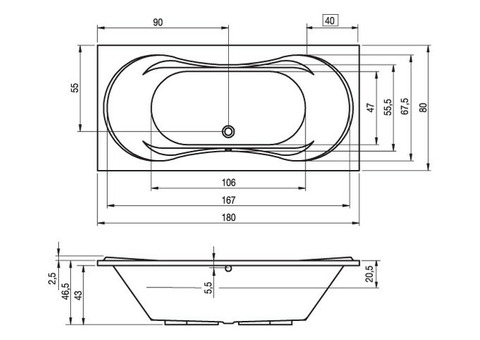 Ванна акриловая Riho Supreme 180x80 см