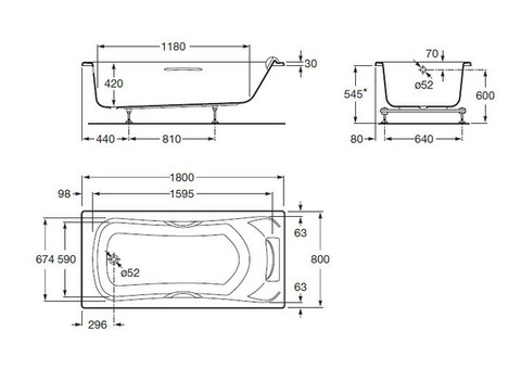 Ванна акриловая Roca BeCool ZRU9302782 180х80 см