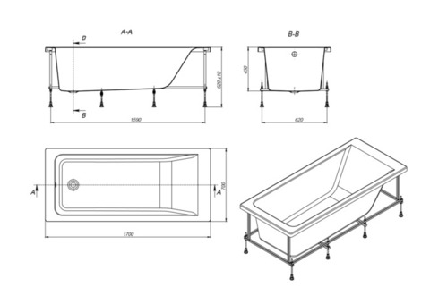 Ванна акриловая Roca Easy ZRU9302905 170х70 см