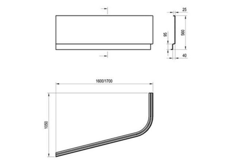 Панель фронтальная для ванны Ravak Chrome R 160x105 см правая