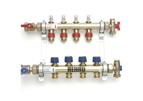 Коллектор распределительный Rehau HKV-D на 4 контура нержавеющая сталь 12080411002