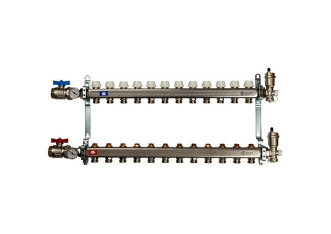Коллектор распределительный Stout SMS 0912 000012 на 12 контуров в сборе без расходомеров
