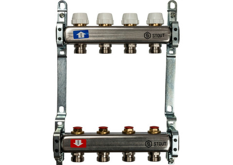 Коллектор распределительный Stout SMS 0922 000004 на 4 контура без расходомеров