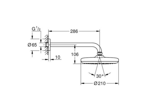 Верхний душ Grohe Tempesta 210 26411000 с душевым кронштейном