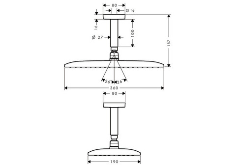 Верхний душ Hansgrohe Raindance E 360 Air 27381000