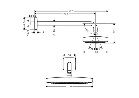 Верхний душ Hansgrohe Raindance Select E 300 27385000