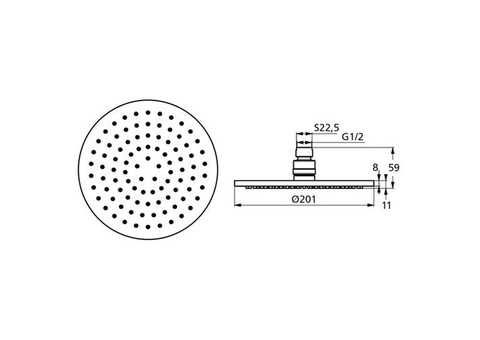 Верхний душ Ideal Standard Idealrain М1 B9442АА 200 мм