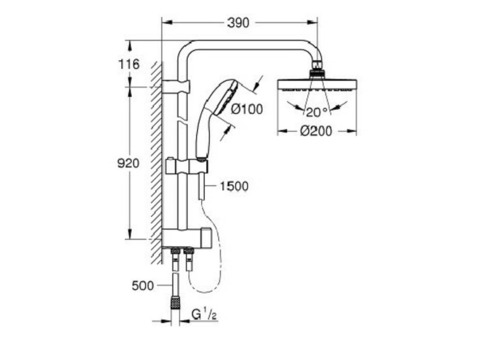 Душевая стойка Grohe New Tempesta 200 26452001 с переключателем