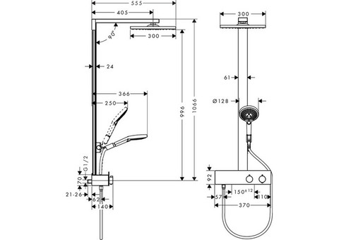 Душевая стойка Hansgrohe Raindance E 300 1jet Showerpipe 350 ST 27361000