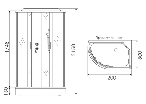 Душевая кабина Erlit Comfort ER3512PR-C4 1200x800x2150 мм