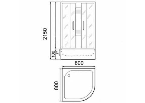 Душевая кабина Parly Frost F81 800х800х2150 мм